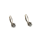 Sparkling Buttercups - Vintage 14K White Gold Diamond French Lever Back Earrings (VE415)