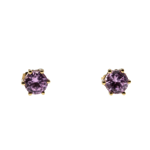 Interlude In Pink - Estate 10K Gold Pink Topaz Stud Earrings (EE229)