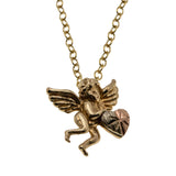 Earth Angel - Vintage 10K Yellow, White & Rose Gold Angel Pendant & 14K Gold Filled Chain (VP224)