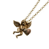 Earth Angel - Vintage 10K Yellow, White & Rose Gold Angel Pendant & 14K Gold Filled Chain (VP224)