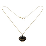 Jewelled Drop - Vintage Victorian Revival Brass Crystal Pendant & 14K Gold Fill Chain (VP225)