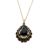 Jewelled Drop - Vintage Victorian Revival Brass Crystal Pendant & 14K Gold Fill Chain (VP225)