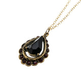 Jewelled Drop - Vintage Victorian Revival Brass Crystal Pendant & 14K Gold Fill Chain (VP225)