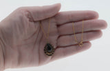 Jewelled Drop - Vintage Victorian Revival Brass Crystal Pendant & 14K Gold Fill Chain (VP225)