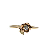 Shimmering Rose - Vintage 14K Rose & Yellow Gold Diamond Flower Ring (VR933)