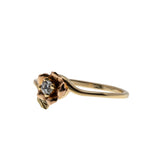 Shimmering Rose - Vintage 14K Rose & Yellow Gold Diamond Flower Ring (VR933)