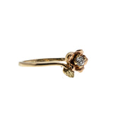 Shimmering Rose - Vintage 14K Rose & Yellow Gold Diamond Flower Ring (VR933)