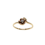 Shimmering Rose - Vintage 14K Rose & Yellow Gold Diamond Flower Ring (VR933)