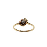 Shimmering Rose - Vintage 14K Rose & Yellow Gold Diamond Flower Ring (VR933)