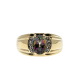 Merlin's Jewel - Estate 10K Gold Mystic Topaz & Diamond Gents Ring (ER353)