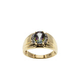 Merlin's Jewel - Estate 10K Gold Mystic Topaz & Diamond Gents Ring (ER353)