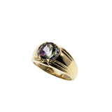 Merlin's Jewel - Estate 10K Gold Mystic Topaz & Diamond Gents Ring (ER353)