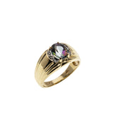 Merlin's Jewel - Estate 10K Gold Mystic Topaz & Diamond Gents Ring (ER353)