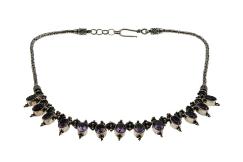 Sensational Show - Estate Sterling Silver Natural Amethyst Necklace (EN033)