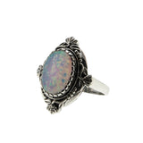 Hologram's Drama - Estate Victorian Art Nouveau Revival Sterling Silver Opal Foliage Ring (ER354)