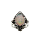 Hologram's Drama - Estate Victorian Art Nouveau Revival Sterling Silver Opal Foliage Ring (ER354)