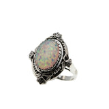 Hologram's Drama - Estate Victorian Art Nouveau Revival Sterling Silver Opal Foliage Ring (ER354)