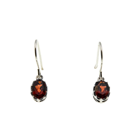 Warm Wishes - Estate Sterling Silver Garnet Dangly Earrings (EE230)