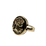 Portrait Of Gold - Vintage 10K Gold Black Onyx & Golden Lady Cameo Ring (VR939)