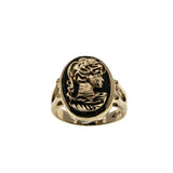 Portrait Of Gold - Vintage 10K Gold Black Onyx & Golden Lady Cameo Ring (VR939)