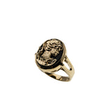 Portrait Of Gold - Vintage 10K Gold Black Onyx & Golden Lady Cameo Ring (VR939)