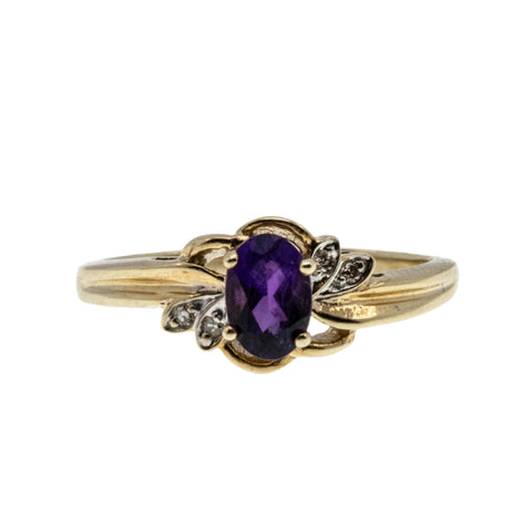 Purple Passion - Vintage 10K Gold Amethyst & Diamond Ring (VR938)