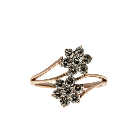 Signs Of Spring  - Estate 14K Rose Gold Double Flower Blossom 'Toi Et Moi' Ring (ER359)