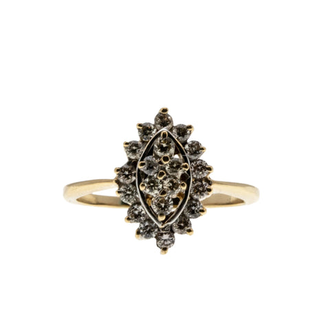 Marquise Elegance - Vintage 18K Gold Diamond Cluster Ring (VR940)