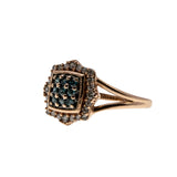 Roses Are Red, Violets Are Blue - Estate 10K Rose Gold Blue & white Diamond Ring (ER360)