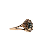 Roses Are Red, Violets Are Blue - Estate 10K Rose Gold Blue & white Diamond Ring (ER360)