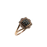 Roses Are Red, Violets Are Blue - Estate 10K Rose Gold Blue & white Diamond Ring (ER360)