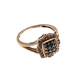 Roses Are Red, Violets Are Blue - Estate 10K Rose Gold Blue & white Diamond Ring (ER360)