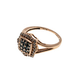 Roses Are Red, Violets Are Blue - Estate 10K Rose Gold Blue & white Diamond Ring (ER360)