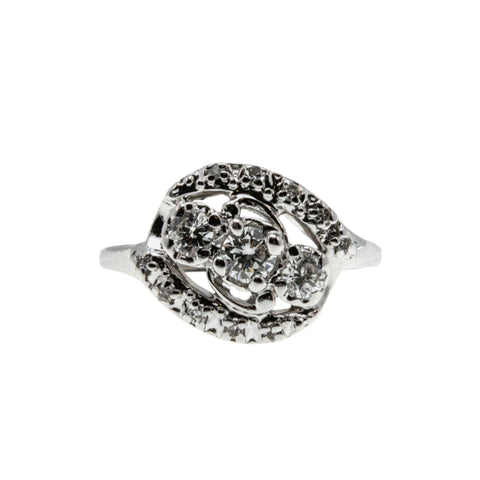 Retro Elegance - Vintage 14K White Gold Diamond Ring (VR942)