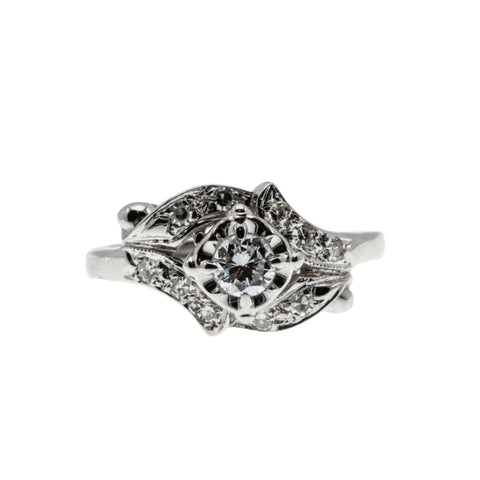 Retro Radiance - Vintage 14K White Gold Diamond Ring (VR943)