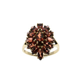 Ember Magic - Vintage 10K Gold Natural Hessonite Garnet Marquise Cluster Ring (VR944)