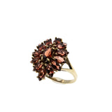 Ember Magic - Vintage 10K Gold Natural Hessonite Garnet Marquise Cluster Ring (VR944)