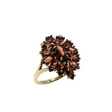 Ember Magic - Vintage 10K Gold Natural Hessonite Garnet Marquise Cluster Ring (VR944)