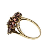 Ember Magic - Vintage 10K Gold Natural Hessonite Garnet Marquise Cluster Ring (VR944)