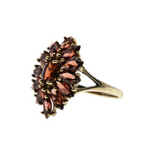 Ember Magic - Vintage 10K Gold Natural Hessonite Garnet Marquise Cluster Ring (VR944)