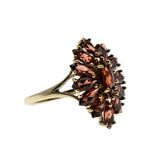 Ember Magic - Vintage 10K Gold Natural Hessonite Garnet Marquise Cluster Ring (VR944)