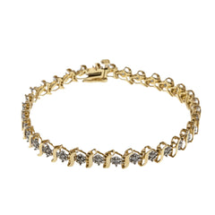 A True Classic - Vintage 10K Gold Natural Diamond Tennis Bracelet (VB102)