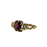 Ode To Jane Austen - Georgian English 18K Gold Rhodolite Garnet  Hand-Carved Scroll Ring (GR030)