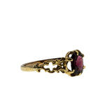 Ode To Jane Austen - Georgian English 18K Gold Rhodolite Garnet  Hand-Carved Scroll Ring (GR030)