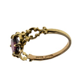 Ode To Jane Austen - Georgian English 18K Gold Rhodolite Garnet  Hand-Carved Scroll Ring (GR030)