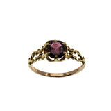 Ode To Jane Austen - Georgian English 18K Gold Rhodolite Garnet  Hand-Carved Scroll Ring (GR030)