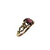 Ode To Jane Austen - Georgian English 18K Gold Rhodolite Garnet  Hand-Carved Scroll Ring (GR030)