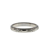 Wedding Bliss - Art Deco Platinum Chased  Blossom & Bow Milgrain Wedding Band Ring (ADR261)