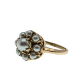 Snow Flower - Vintage 10K Gold Cultured Saltwater Japanese Akoya Pearl Coronet Cluster Ring (VR945)