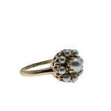 Snow Flower - Vintage 10K Gold Cultured Saltwater Japanese Akoya Pearl Coronet Cluster Ring (VR945)